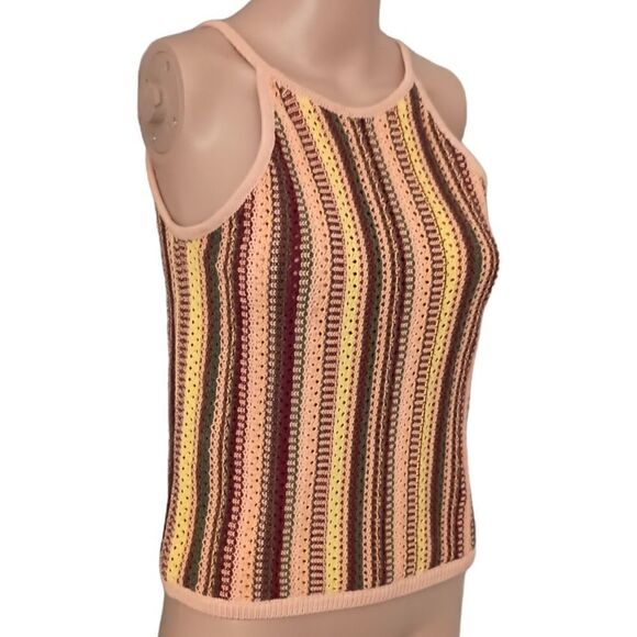 Madewell Crochet Janson Sweater Tank XS Swank Top Rainbow Striped Cotton Neutral - Picture 3 of 16